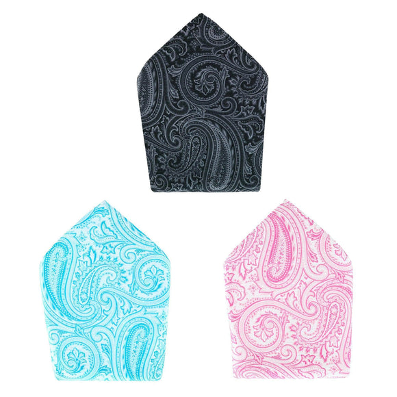 Sobee Collection 12-inch Silk Pocket Square Trio 3 Pack