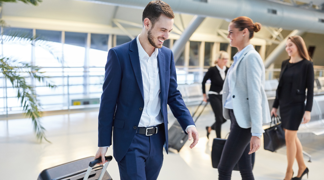 Businessman walking in airport