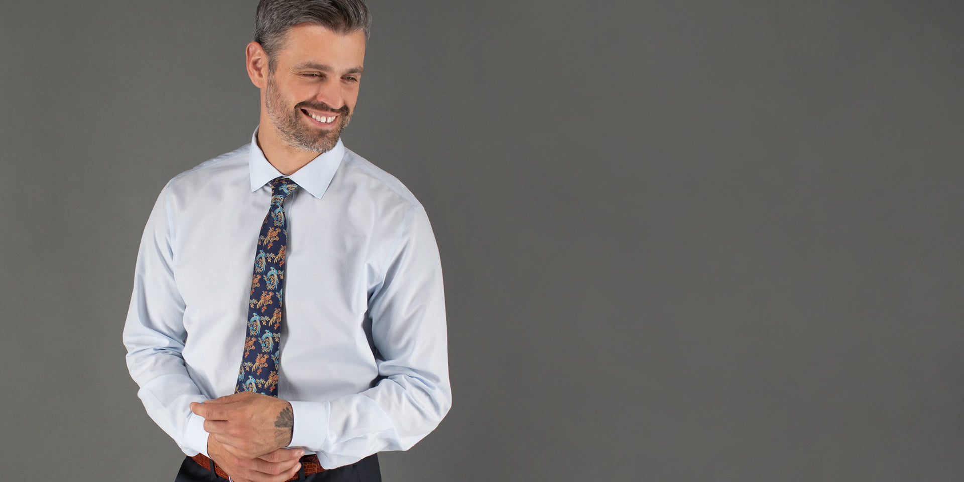 Man wearing a dress shirt and tie