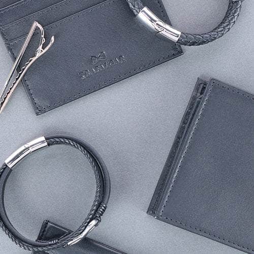 wallets, bracelets, and a tie bar