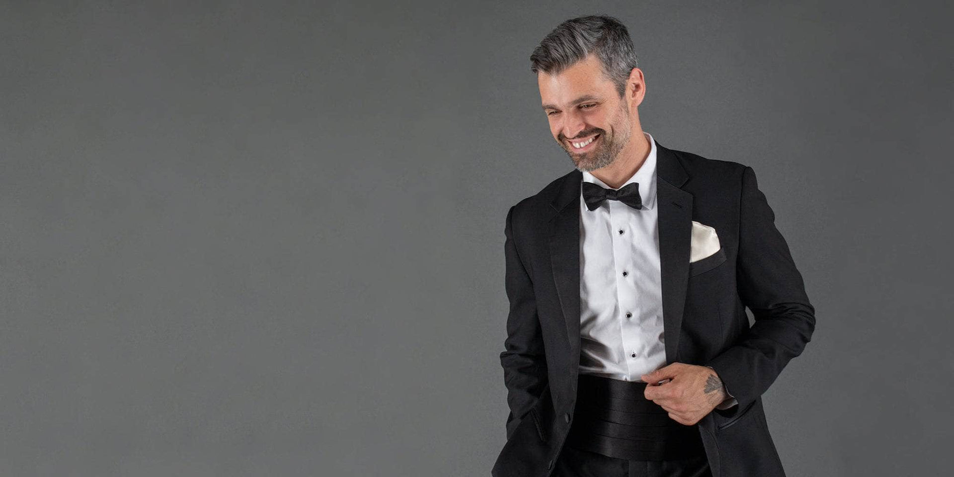 Man wearing a black tuxedo