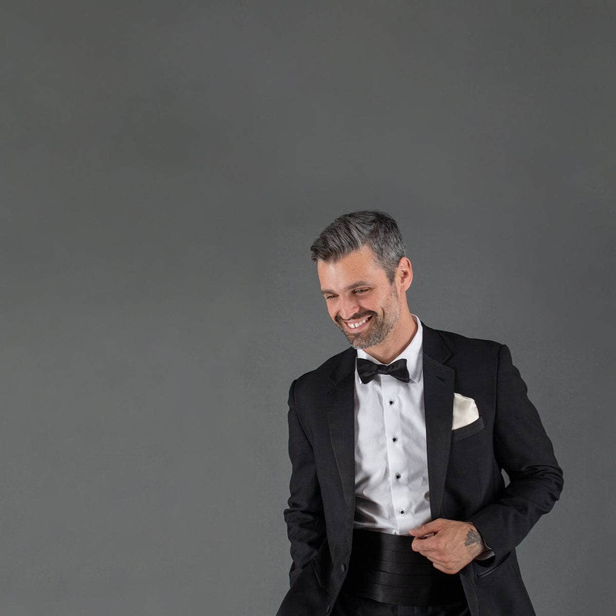 Man wearing a black tuxedo