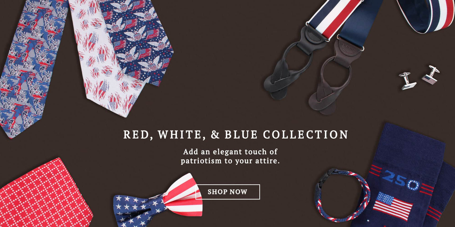 Red, White, & Blue Collection. Add an elegant touch of patriotism to your attire. Shop now.