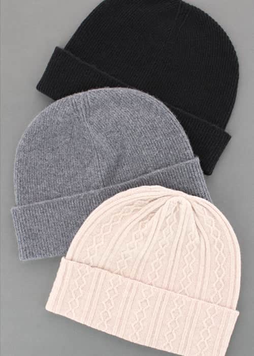 Three winter beanies