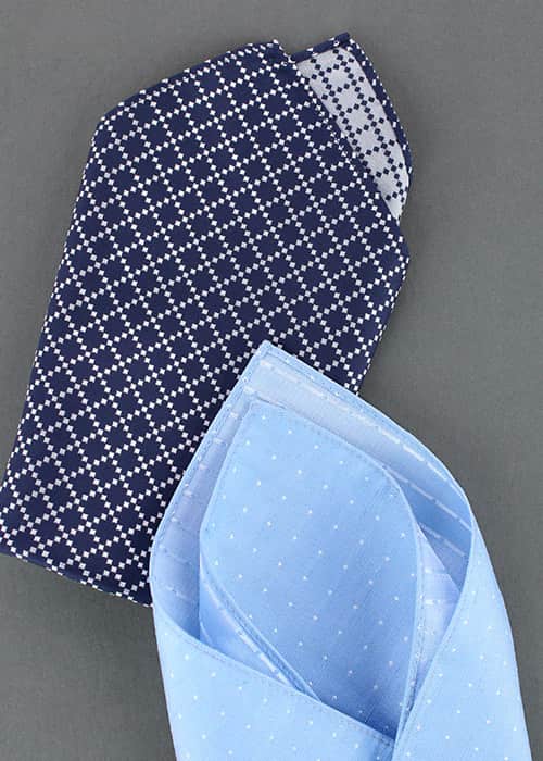 Two blue pocket squares