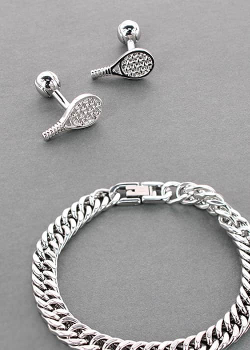 Trafalgar men's jewelry of cufflinks and metal bracelet