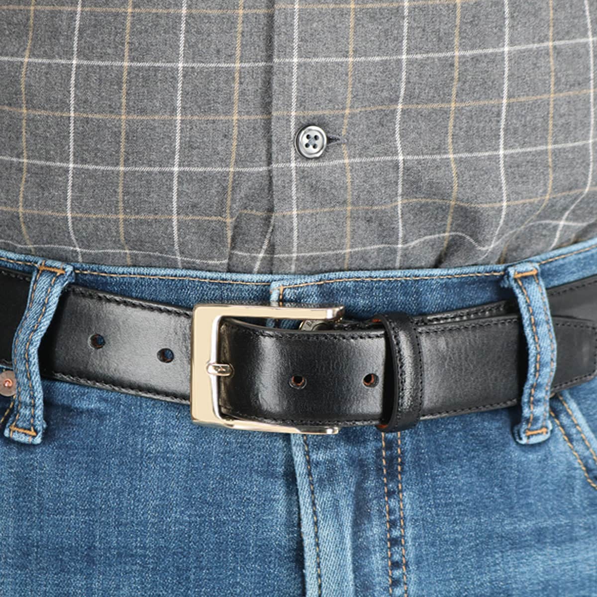 Cornelius 35mm Cortina Leather Dress Belt - Black