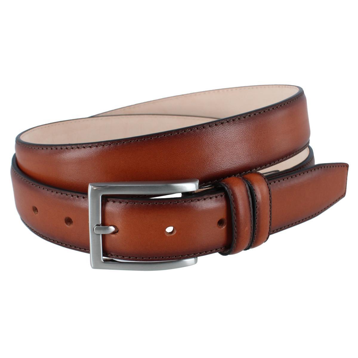 Malik Burnished Feather Edged 32MM Leather Belt