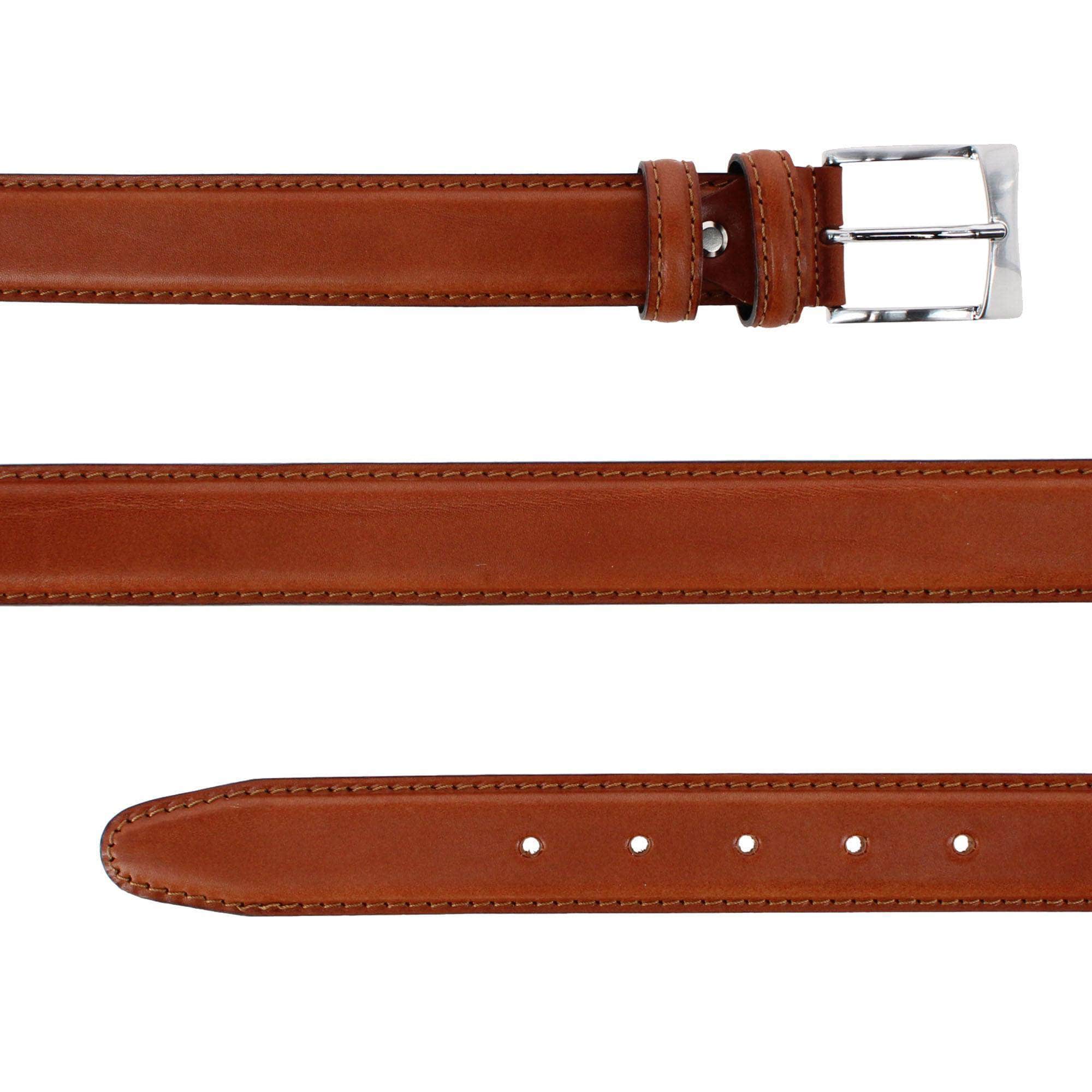 Vincenzo 35mm Italian Leather Contrast Stitch Casual Dress Belt - Congnac