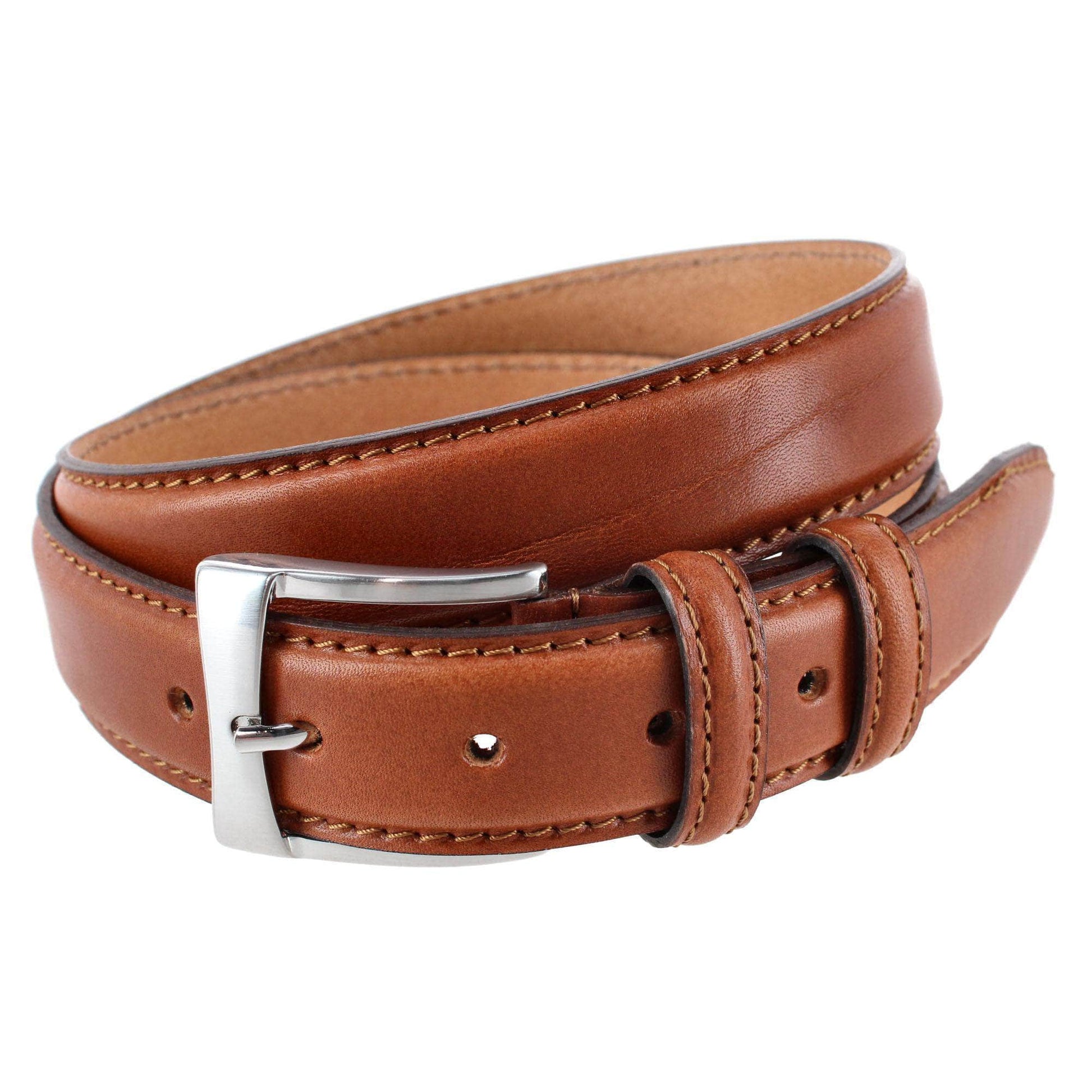 Vincenzo 35mm Italian Leather Contrast Stitch Casual Dress Belt