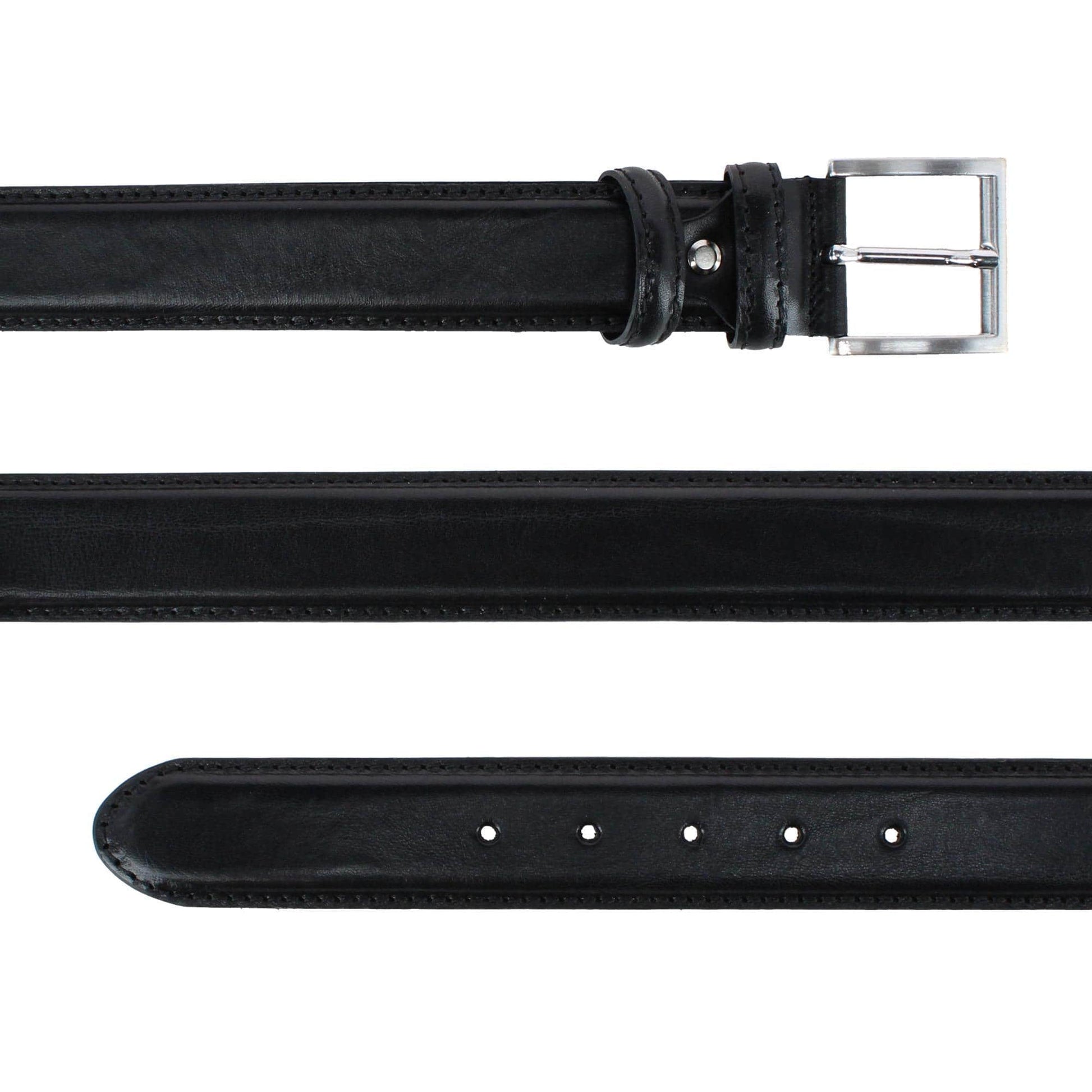 Rocco 40mm Premium Italian Leather Contrast Stitch Jean Belt - Black