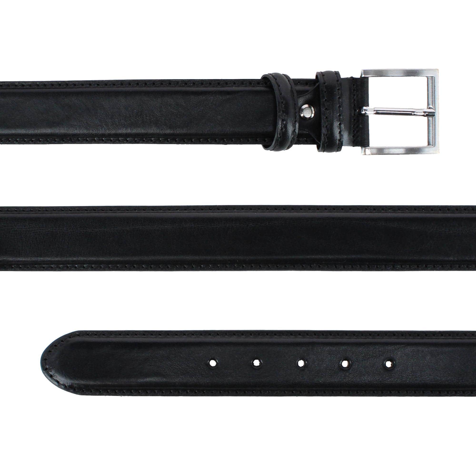 Rocco 40mm Premium Italian Leather Contrast Stitch Jean Belt - Black