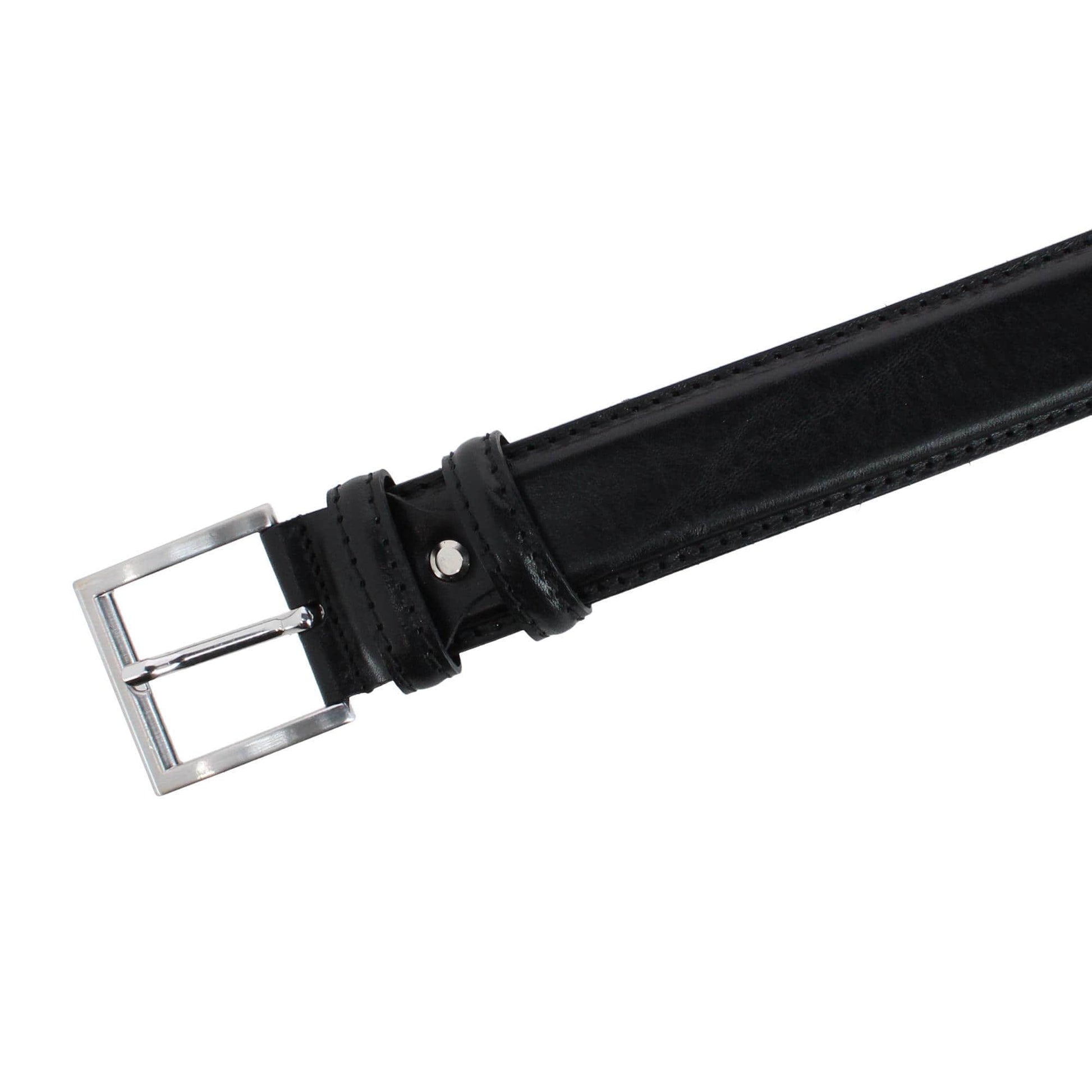 Rocco 40mm Premium Italian Leather Contrast Stitch Jean Belt - Black