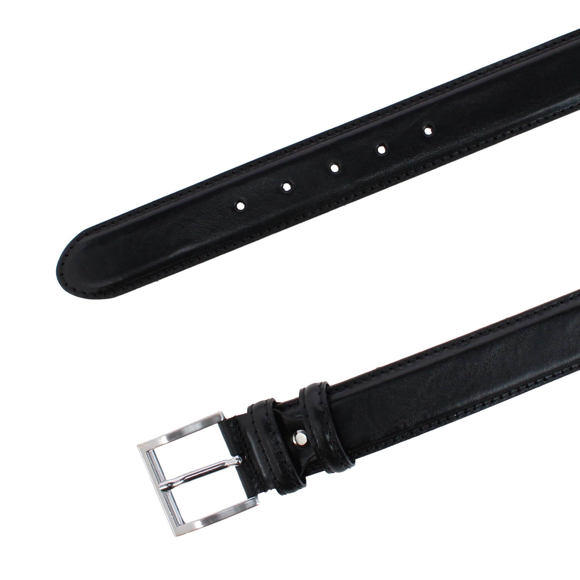 Rocco 40mm Premium Italian Leather Contrast Stitch Jean Belt - Black