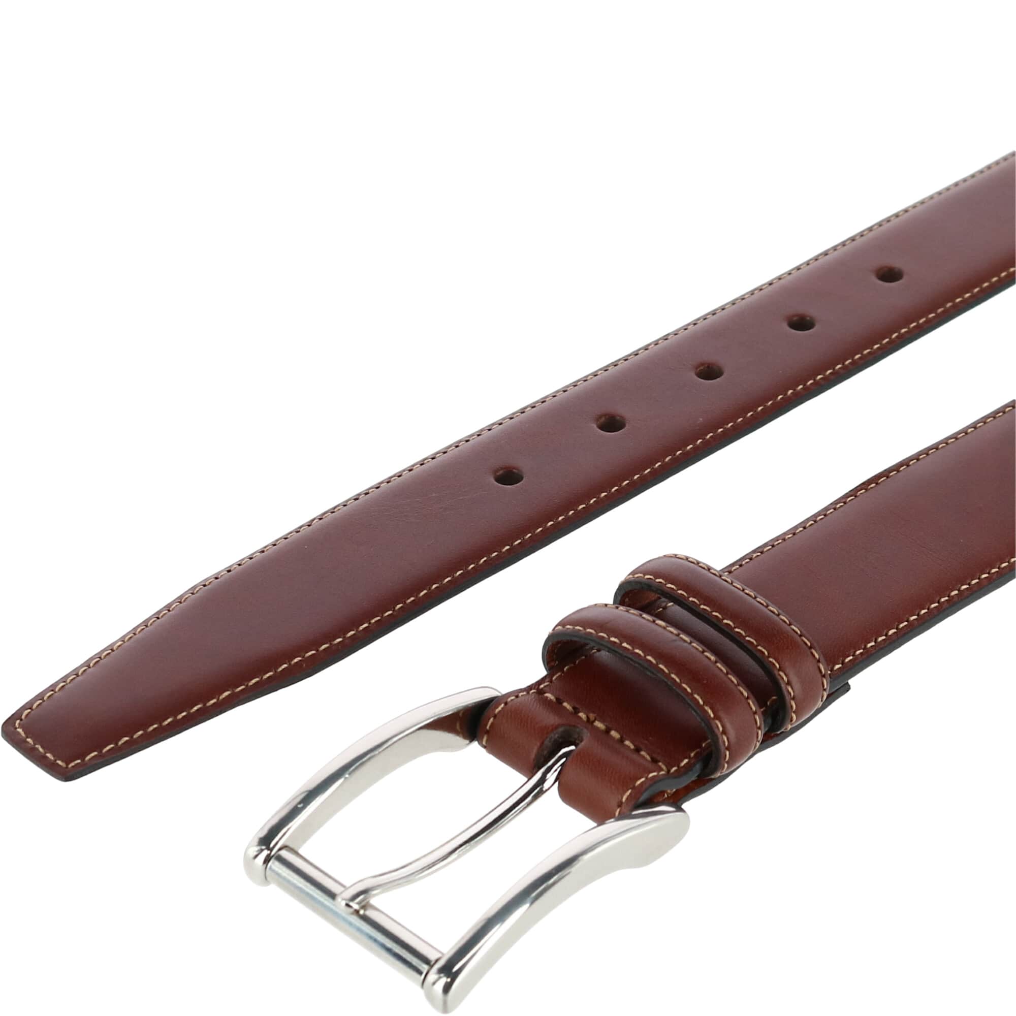 Lorenzo 32mm Dropped Edge Leather Dress Belt - Honey Maple