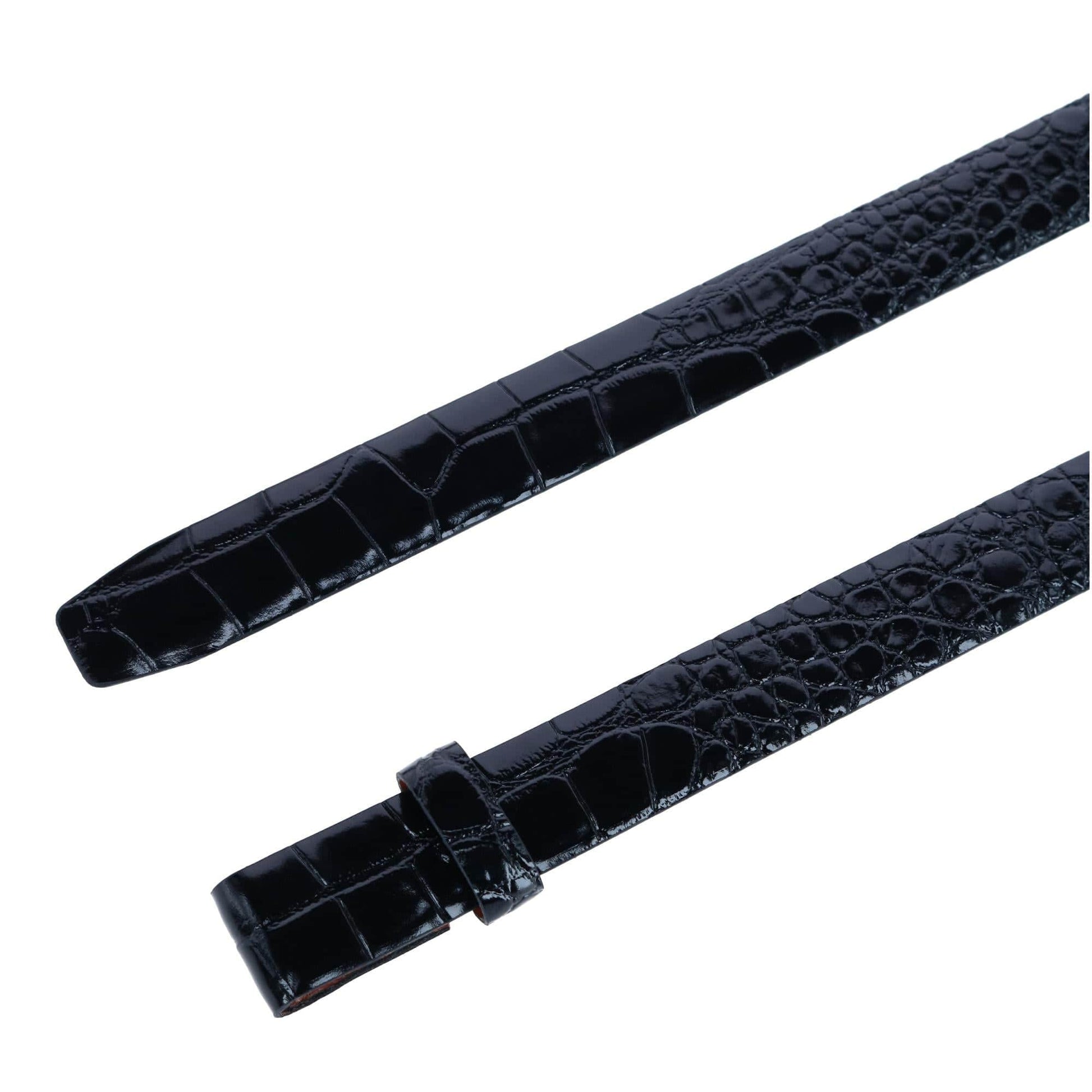 25mm Gator Embossed Leather Belt Strap - Black