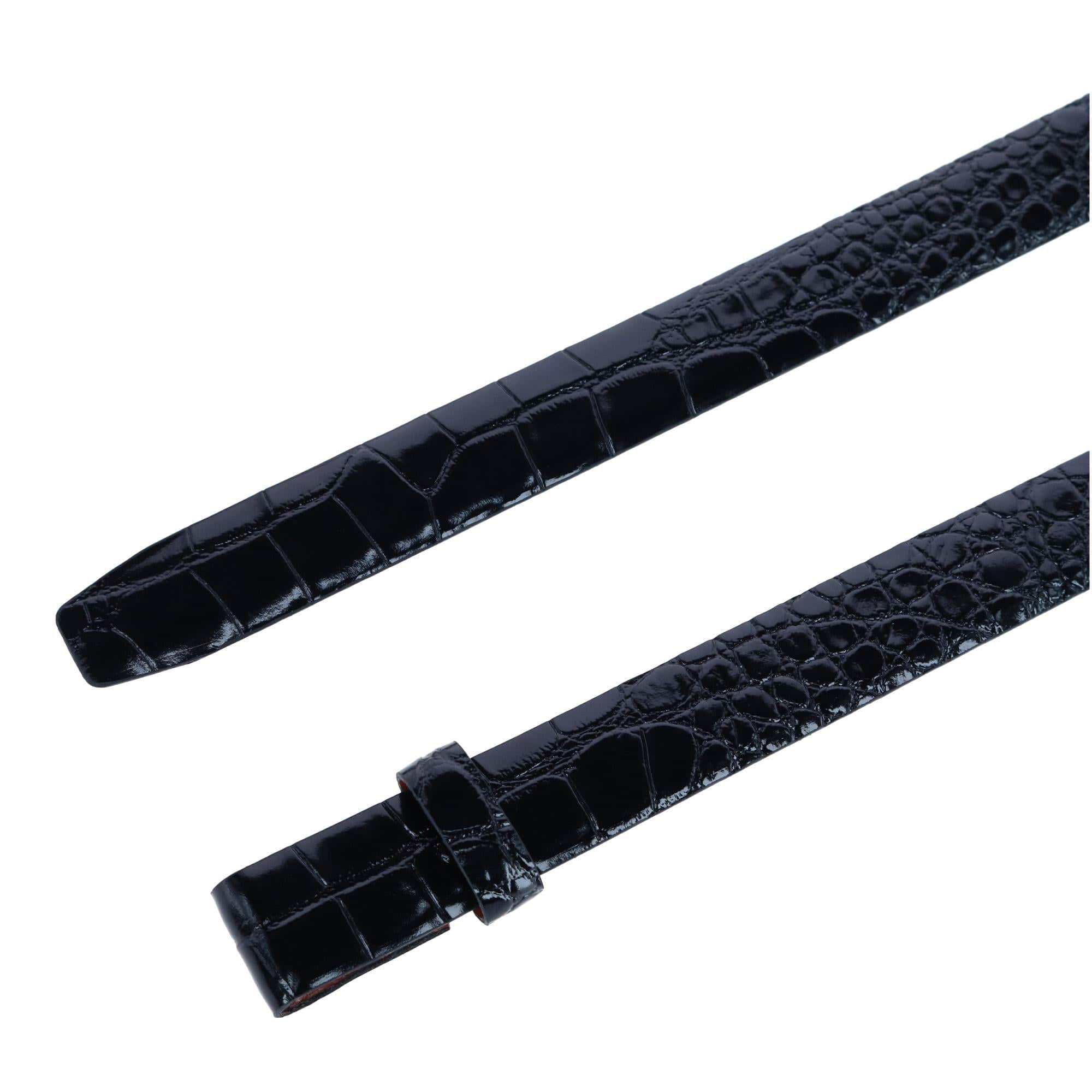 25mm Gator Embossed Leather Belt Strap - Black