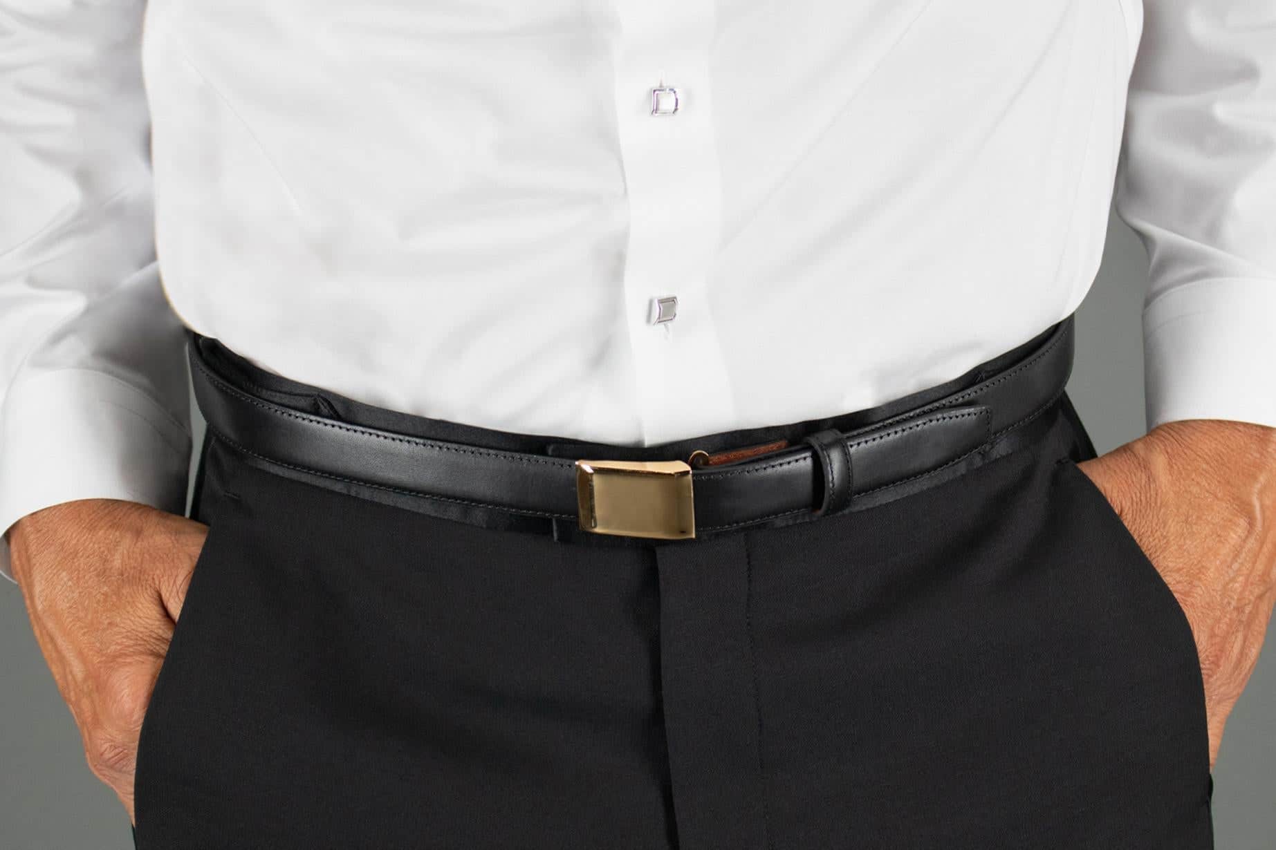 Cortina Leather 25mm Compression Belt Strap - Black