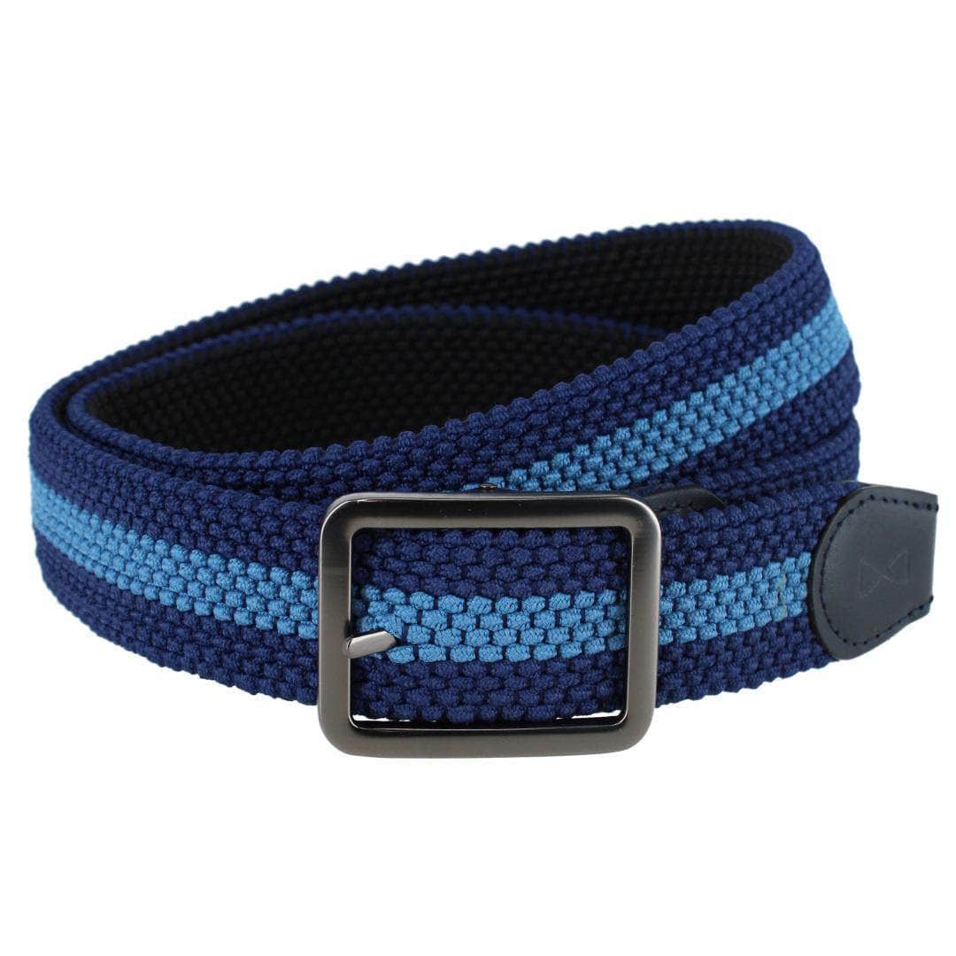 Arturo Black & Blue Striped Reversible 35MM Braided Golf Belt - Black/Blue Stripes