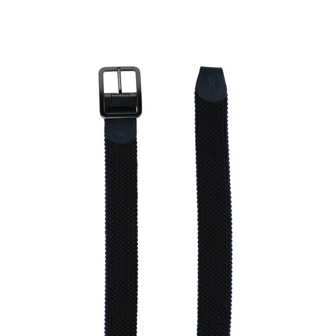 Arturo Black & Blue Striped Reversible 35MM Braided Golf Belt - Black/Blue Stripes