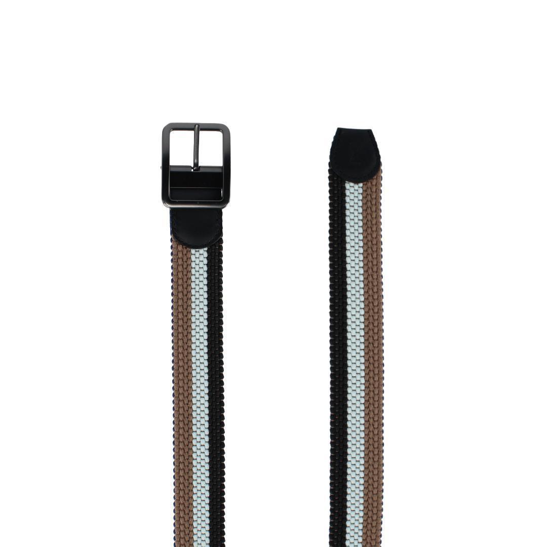 Matias Blue & Kahki Stripe Reversible Braided 35MM Golf Belt - Blue and Khaki Stripes