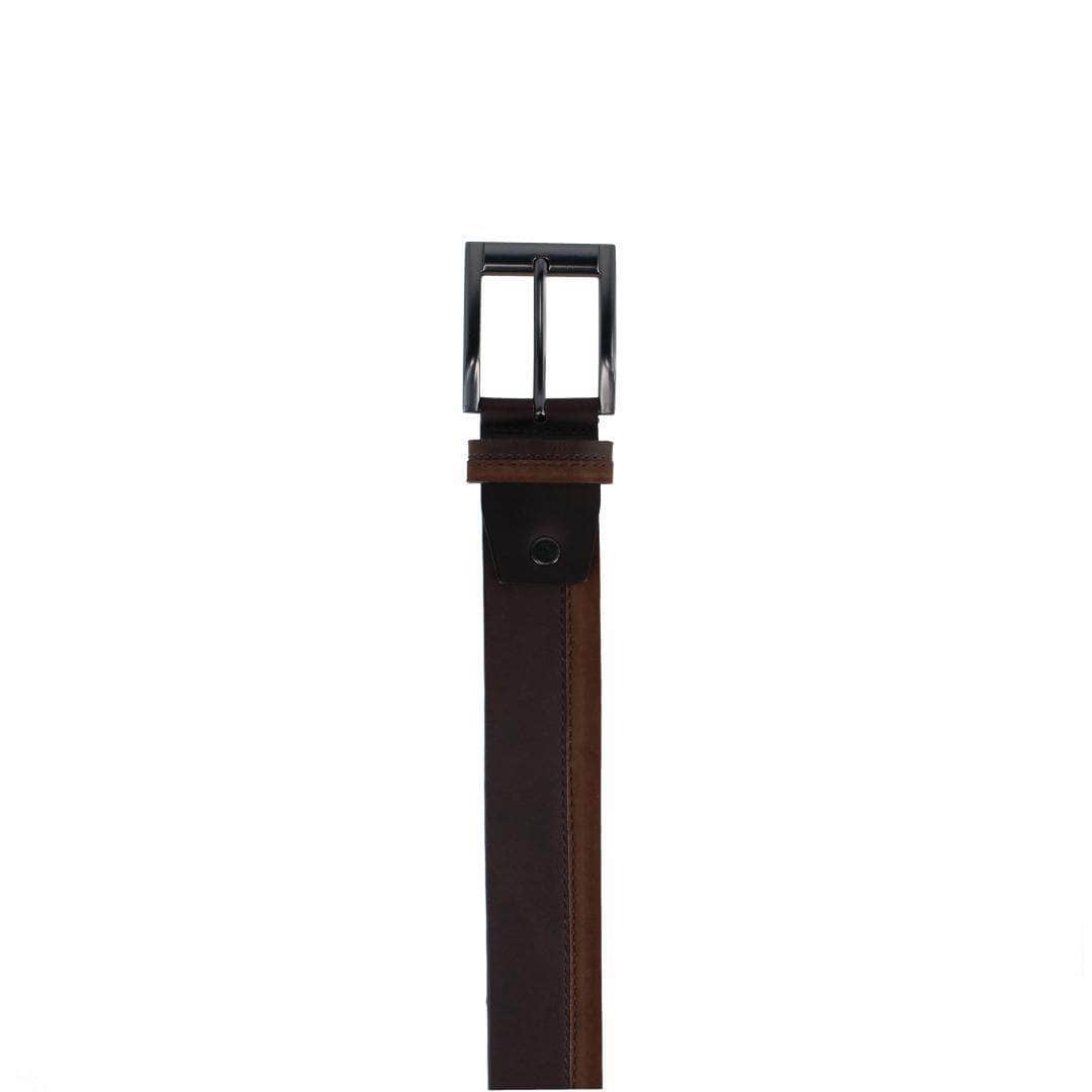 Santiago Mixed Genuine Leather Stitched 38mm Casual Belt - Brown