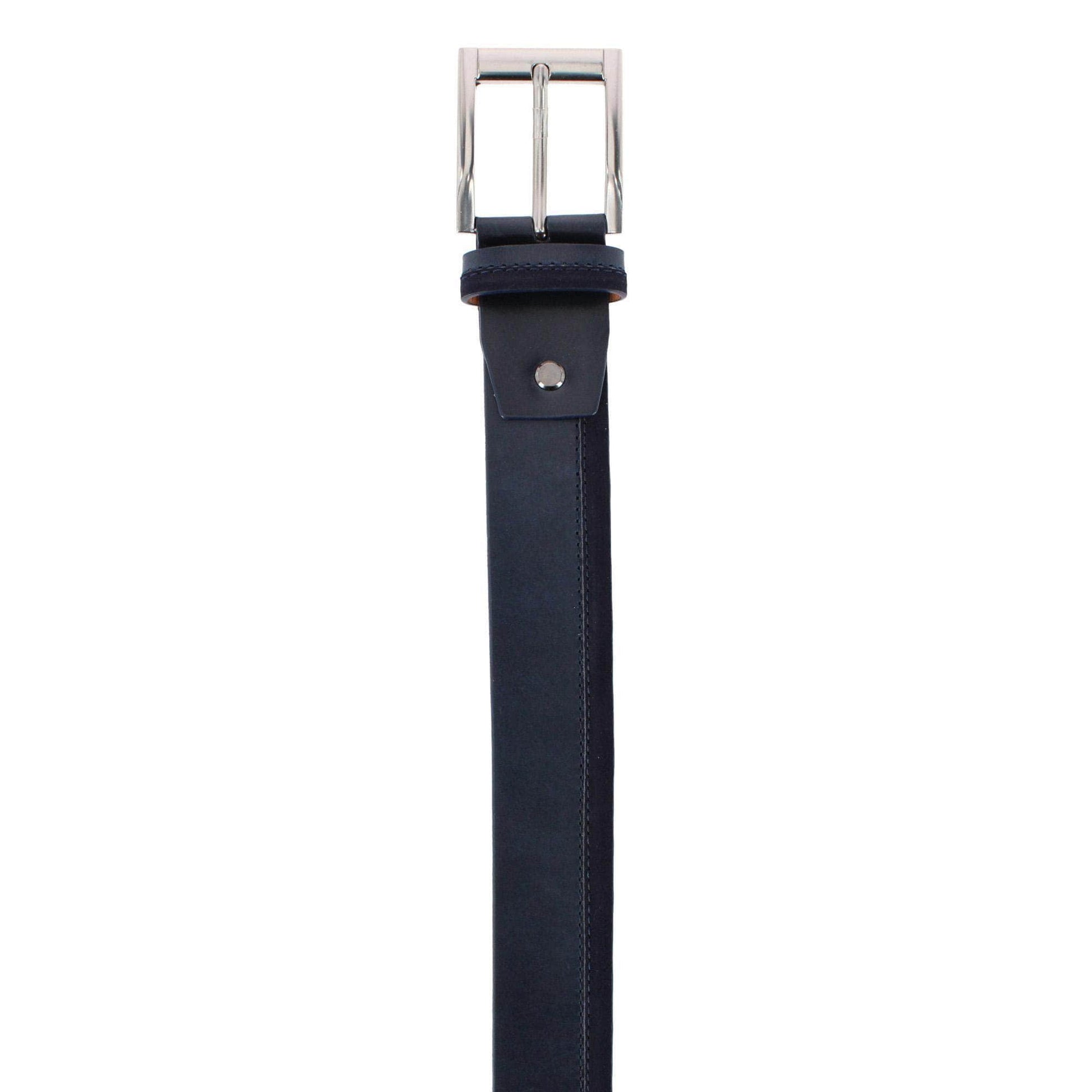 Santiago Mixed Genuine Leather Stitched 38mm Casual Belt - Navy Blue