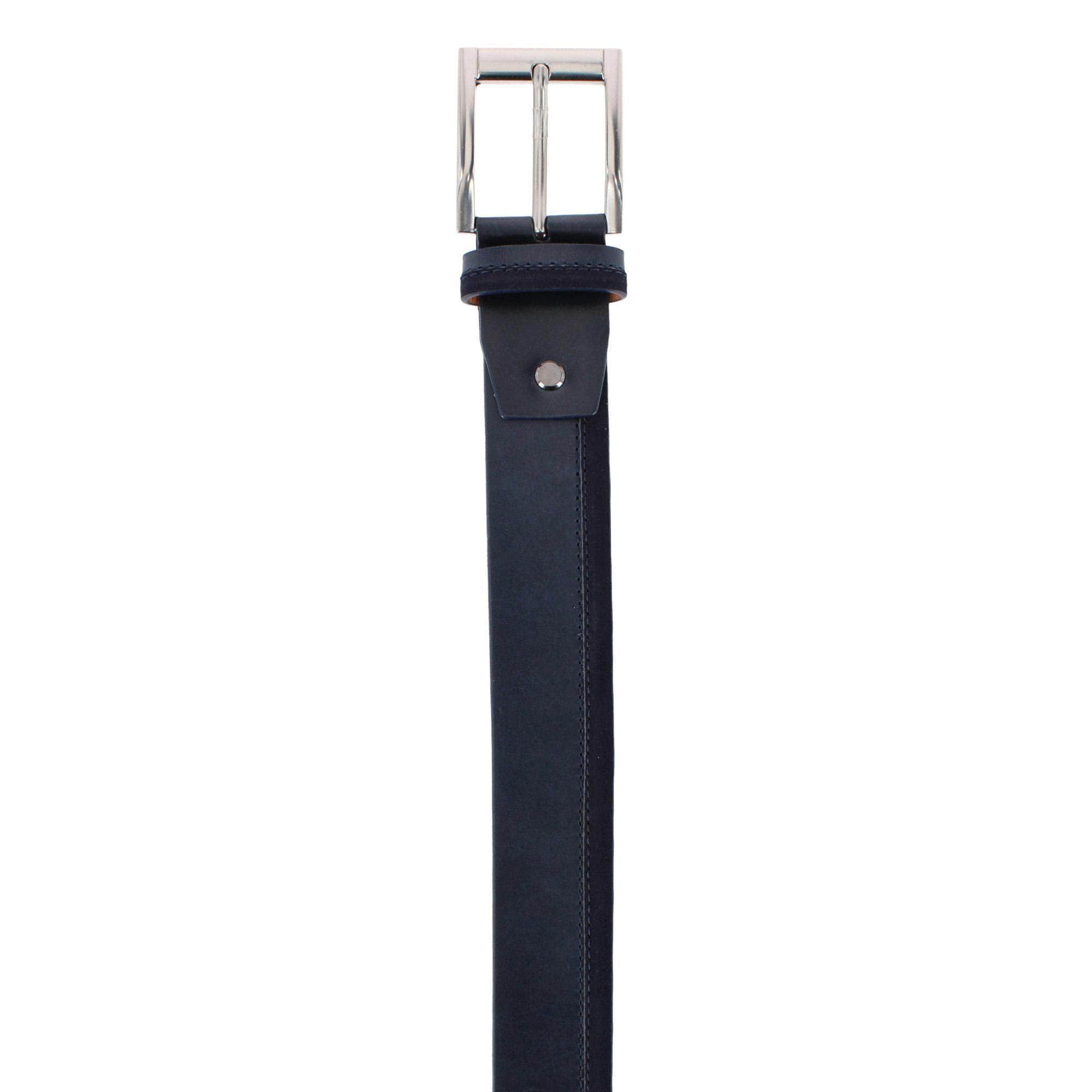 Santiago Mixed Genuine Leather Stitched 38mm Casual Belt - Navy Blue