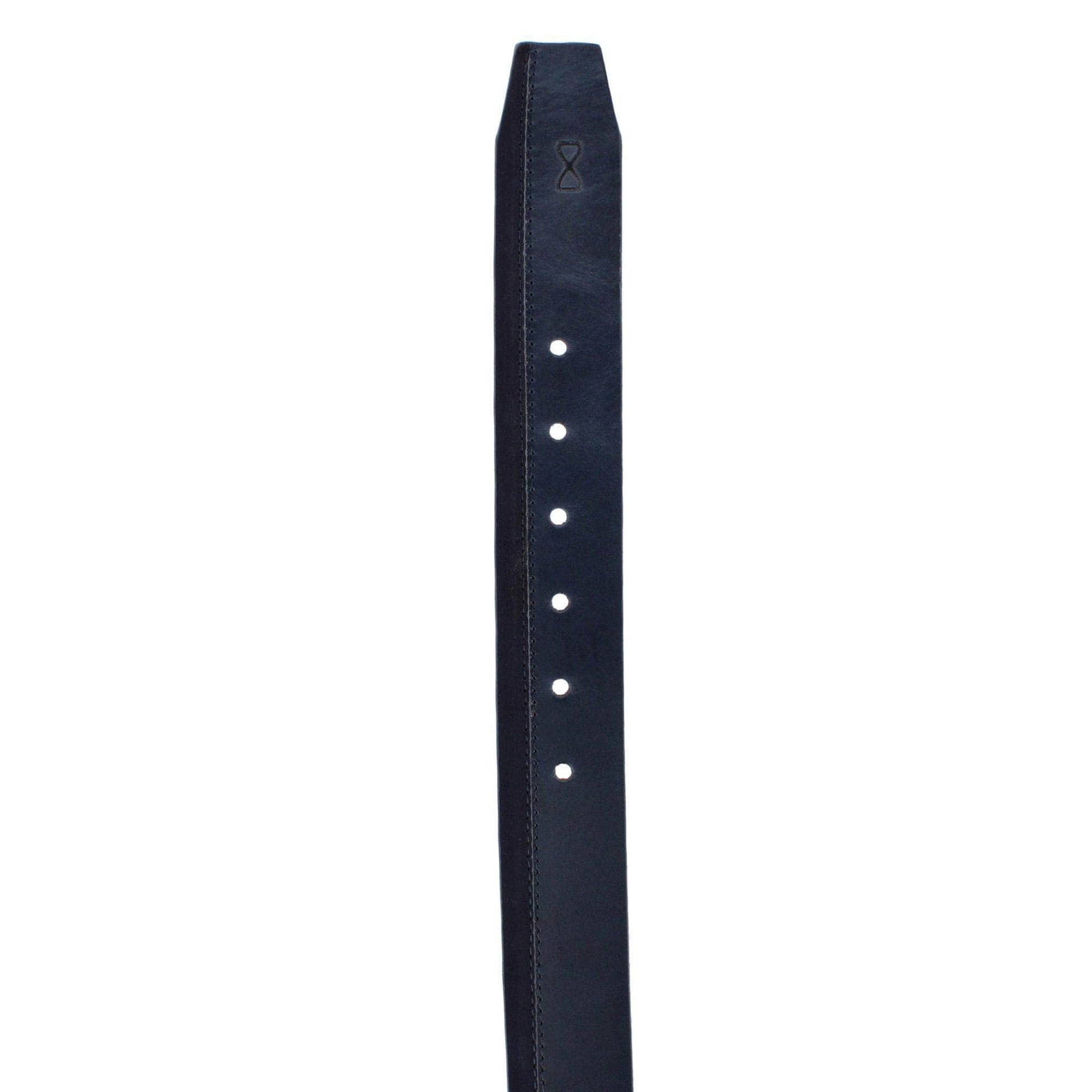 Santiago Mixed Genuine Leather Stitched 38mm Casual Belt - Navy Blue