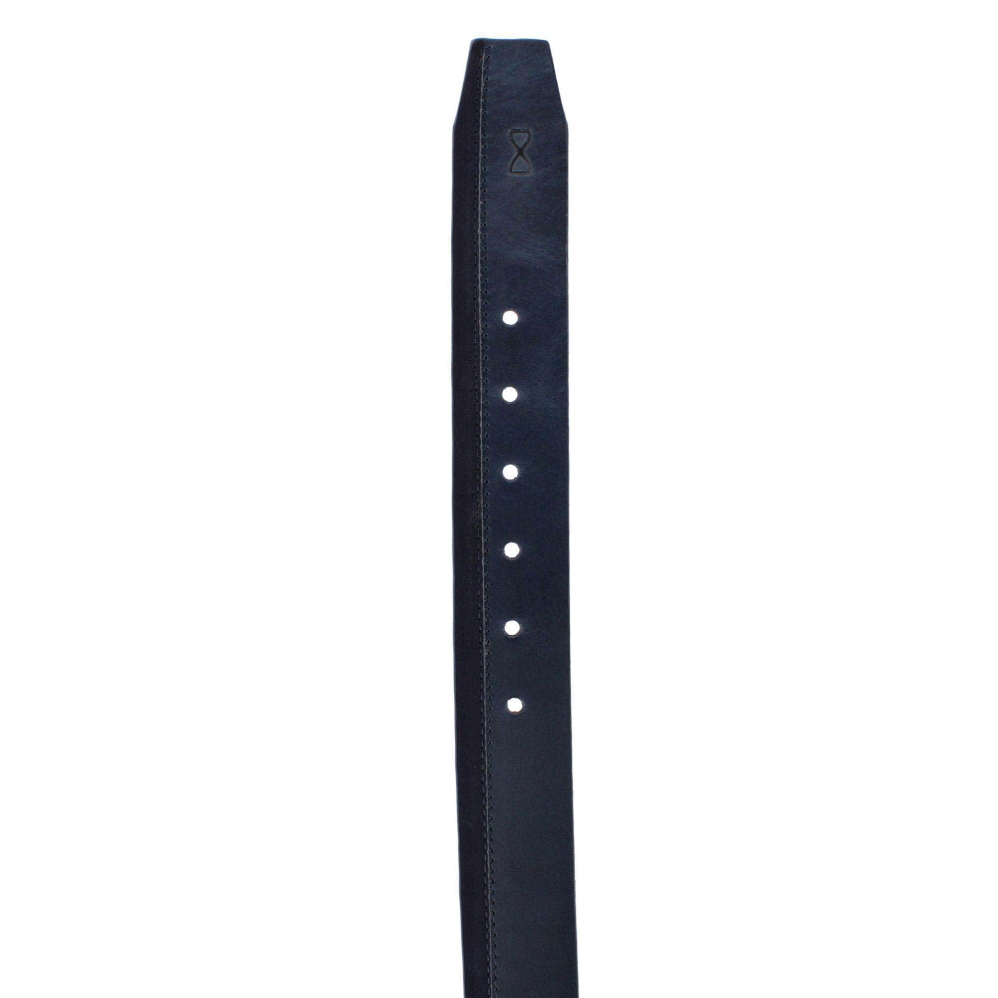 Santiago Mixed Genuine Leather Stitched 38mm Casual Belt - Navy Blue
