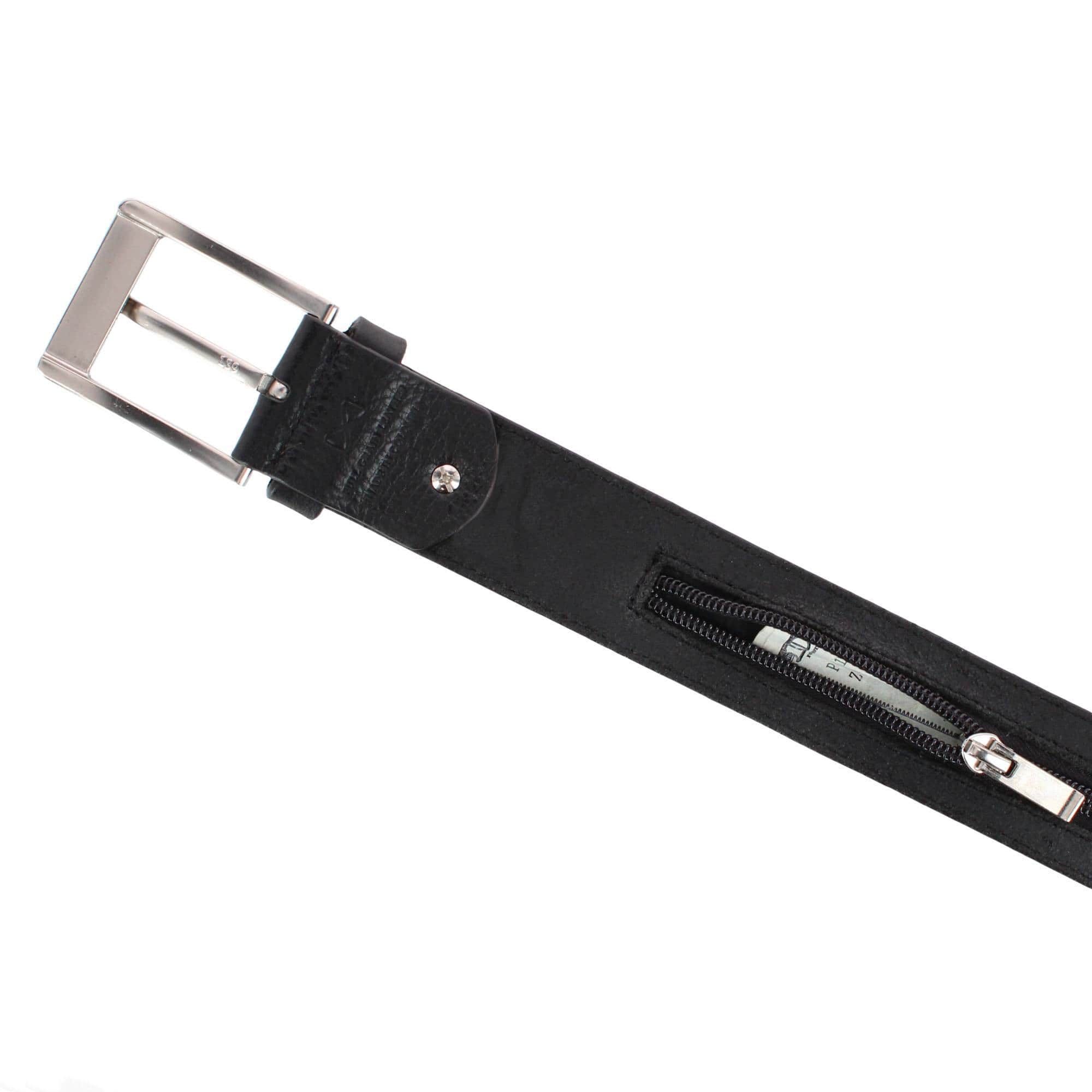 Diplomat Hidden Zipper Geniune Leather Money Belt - Black
