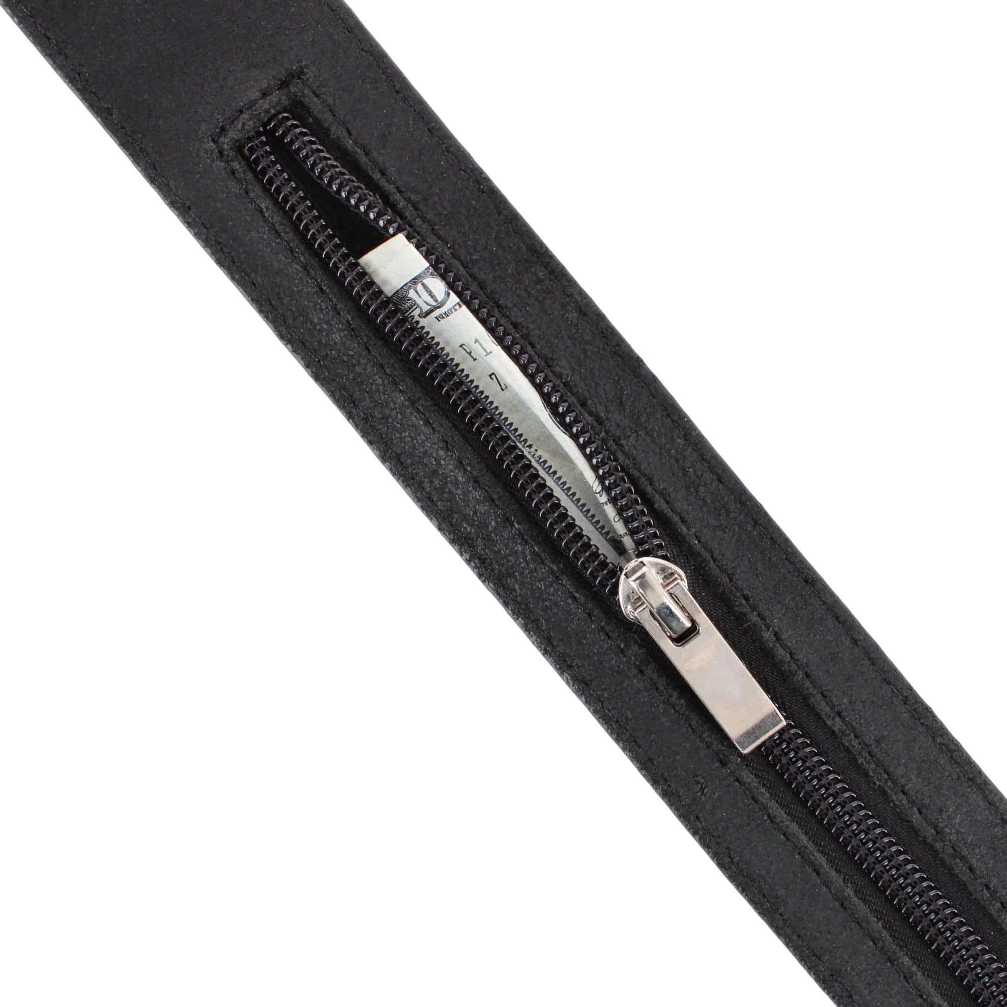 Diplomat Hidden Zipper Geniune Leather Money Belt - Black