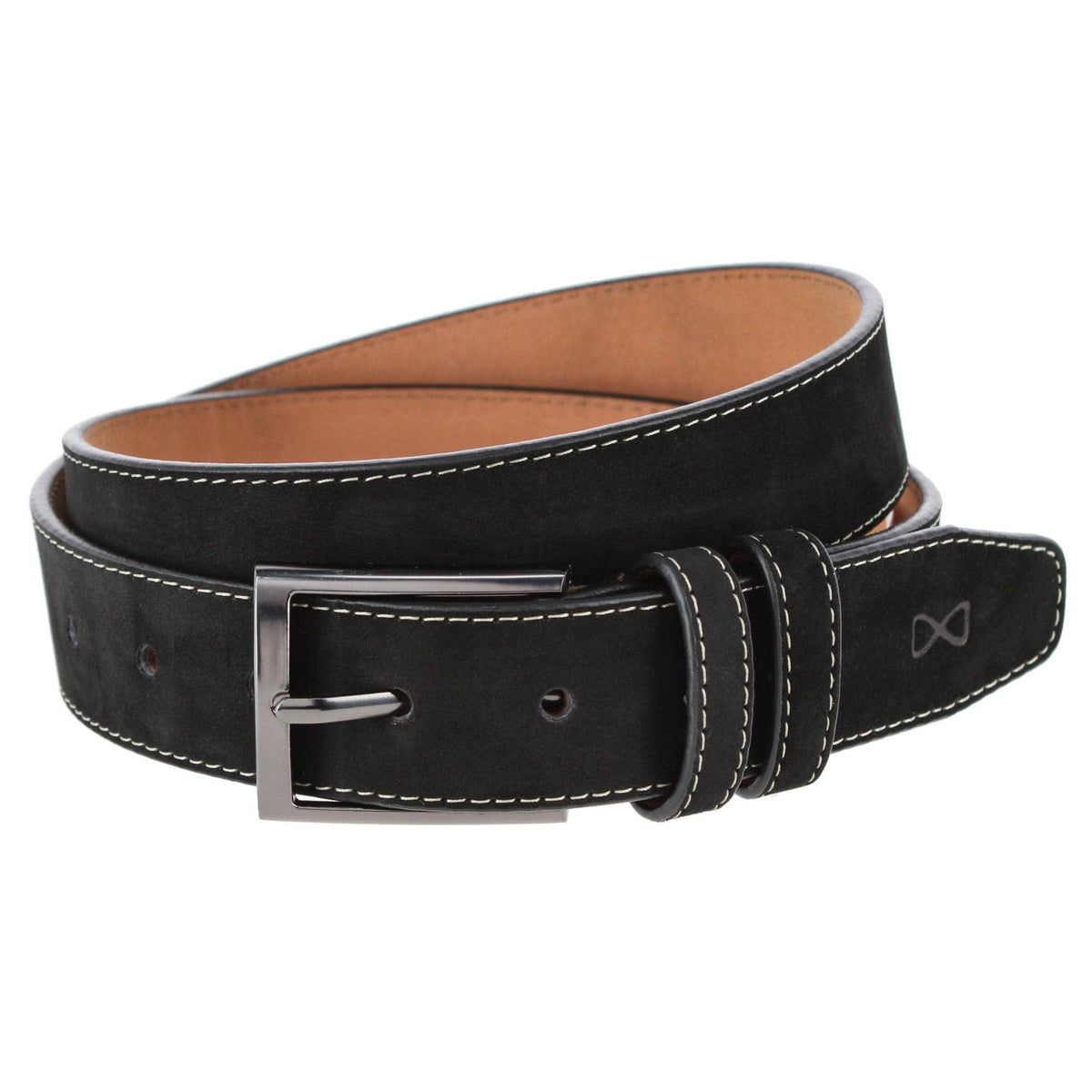 Gideon 35mm Contrast Stitch Suede Belt - Black