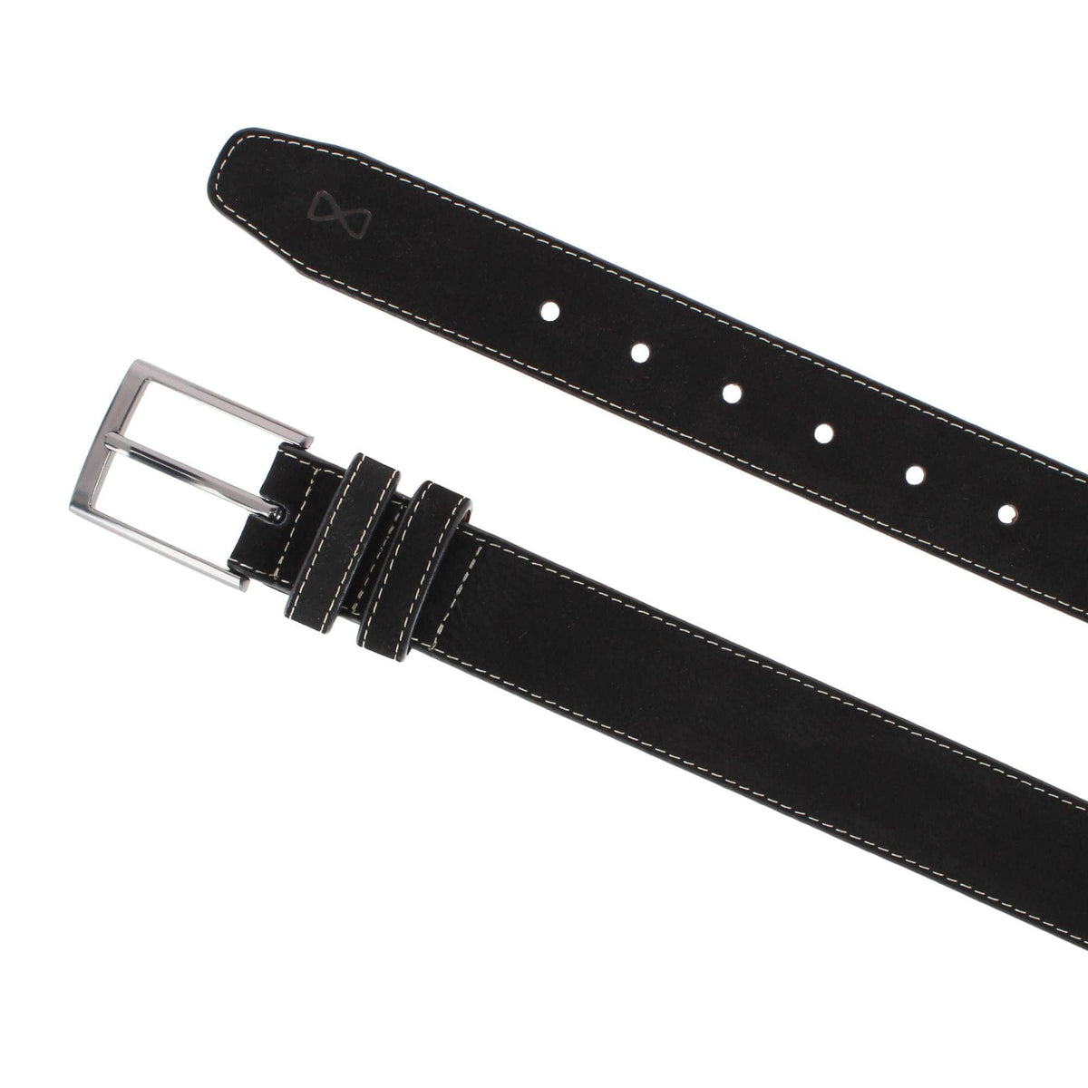 Gideon 35mm Contrast Stitch Suede Belt - Black