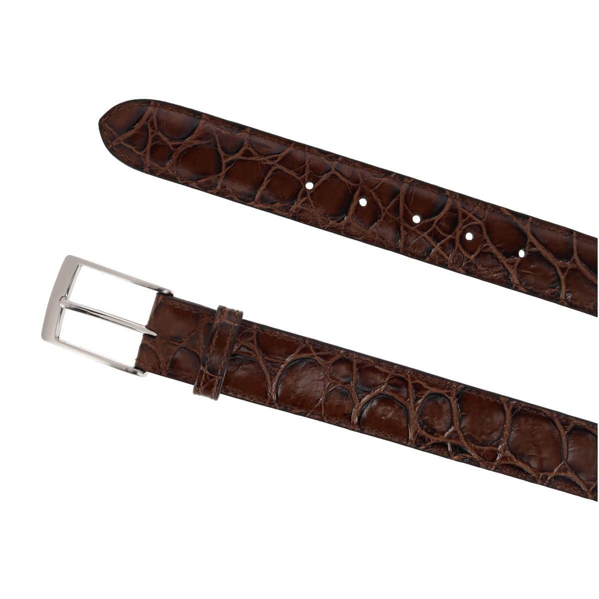 Toby Mock Turtle Embossed Italian Leather 35mm Belt - Brown