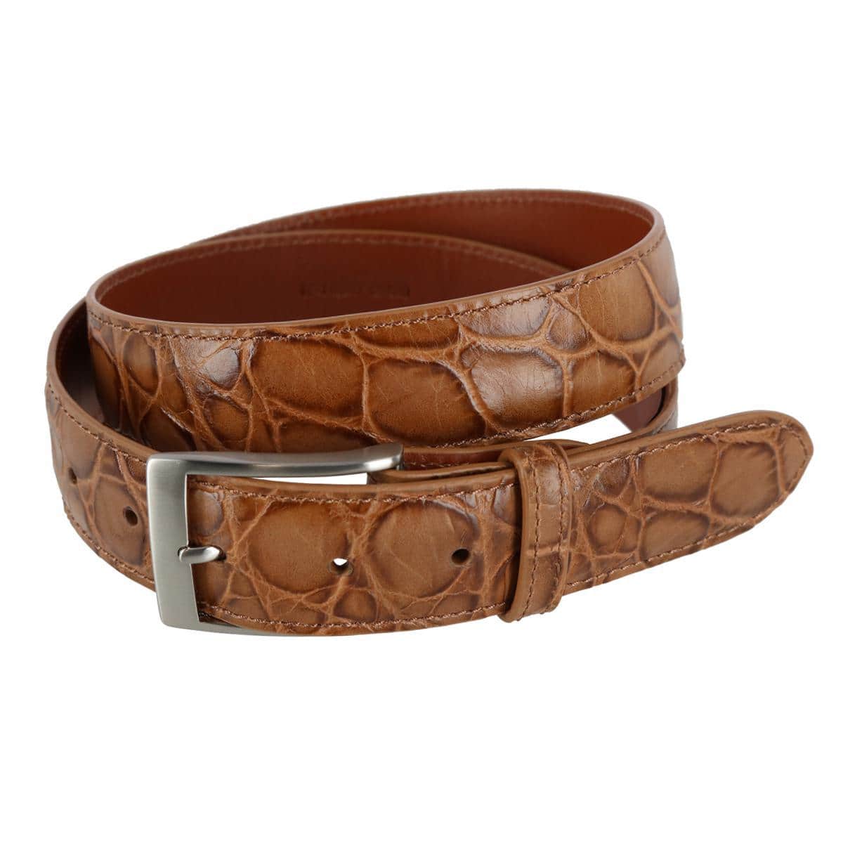 Toby Mock Turtle Embossed Italian Leather 35mm Belt - Taupe