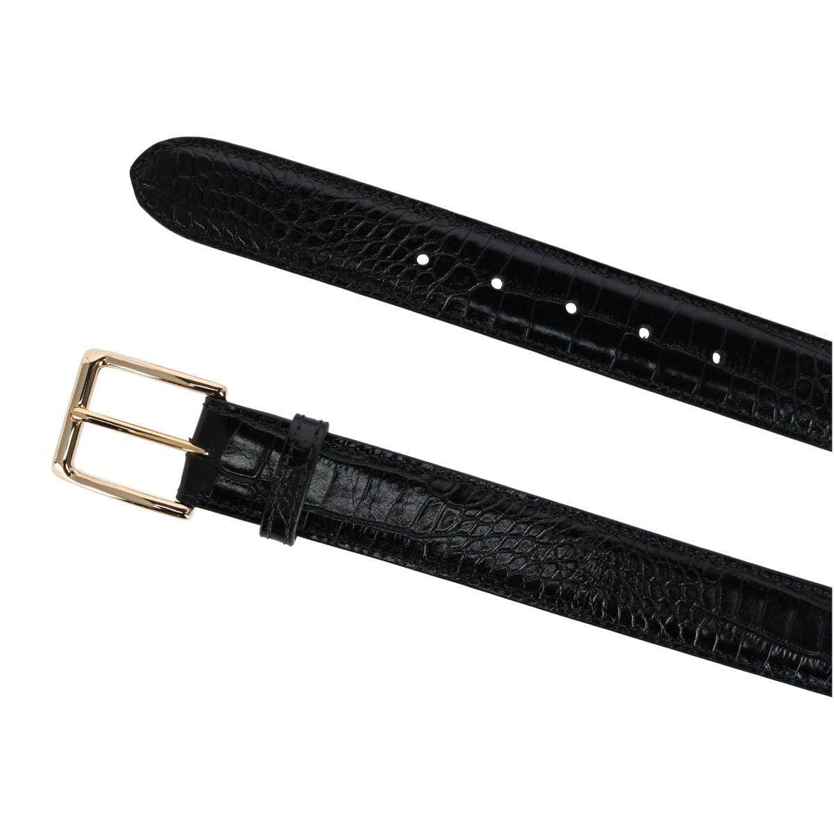 Chance Mock Mini-African Alligator Embossed Italian Leather Belt - Black