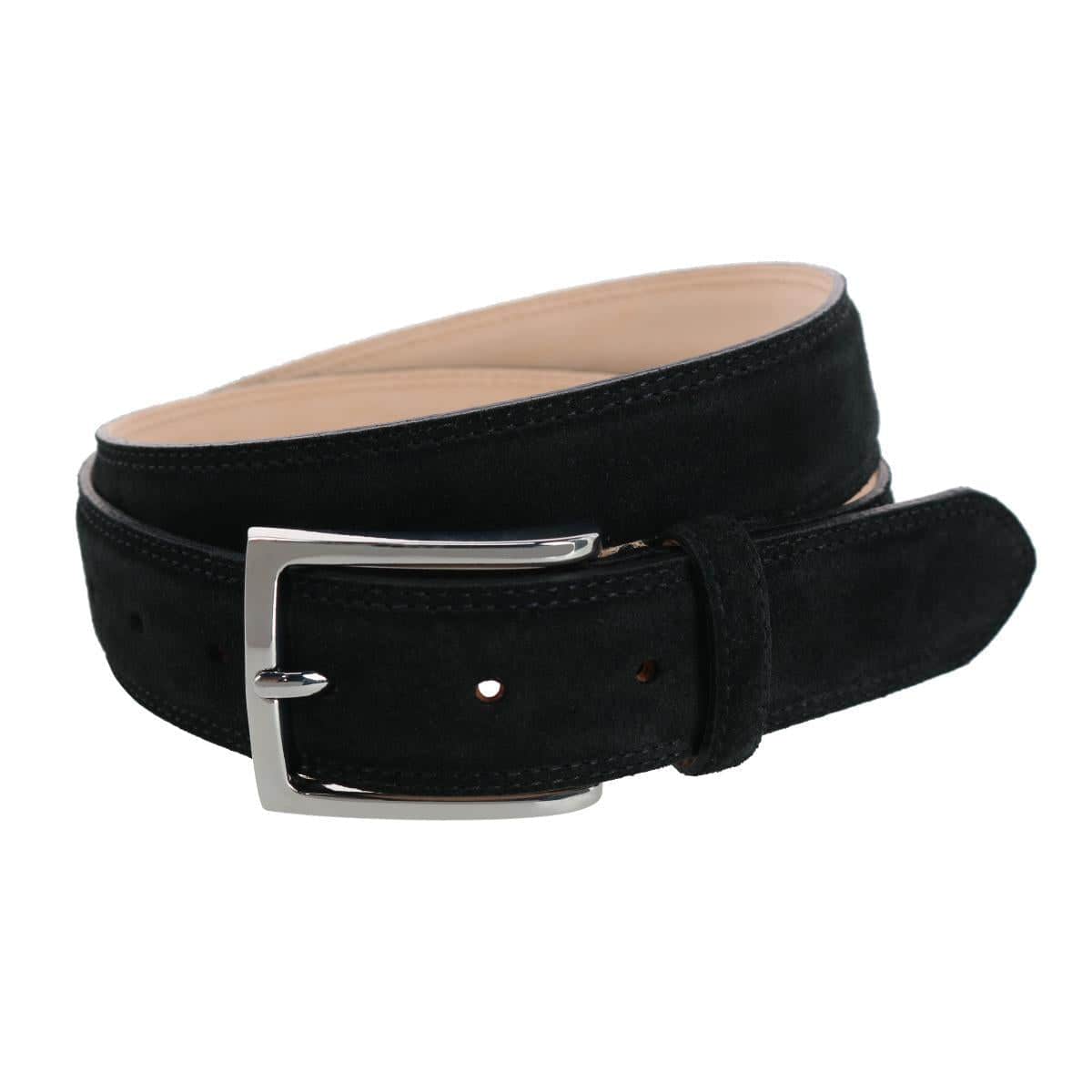 Armando Italian Suede 35mm Feathered Edge Belt - Black