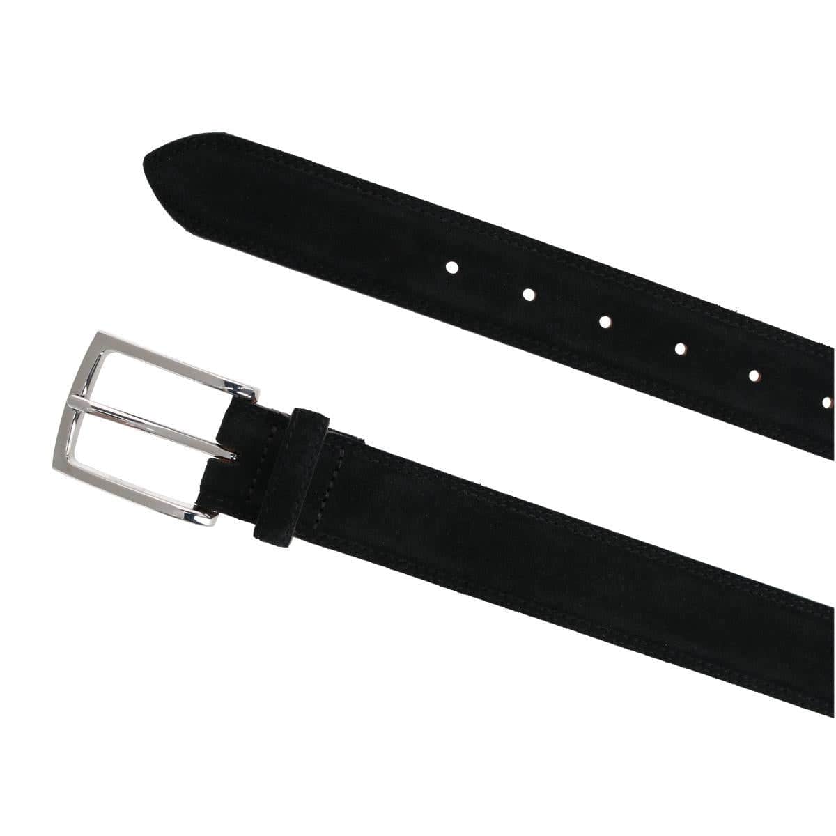 Armando Italian Suede 35mm Feathered Edge Belt - Black