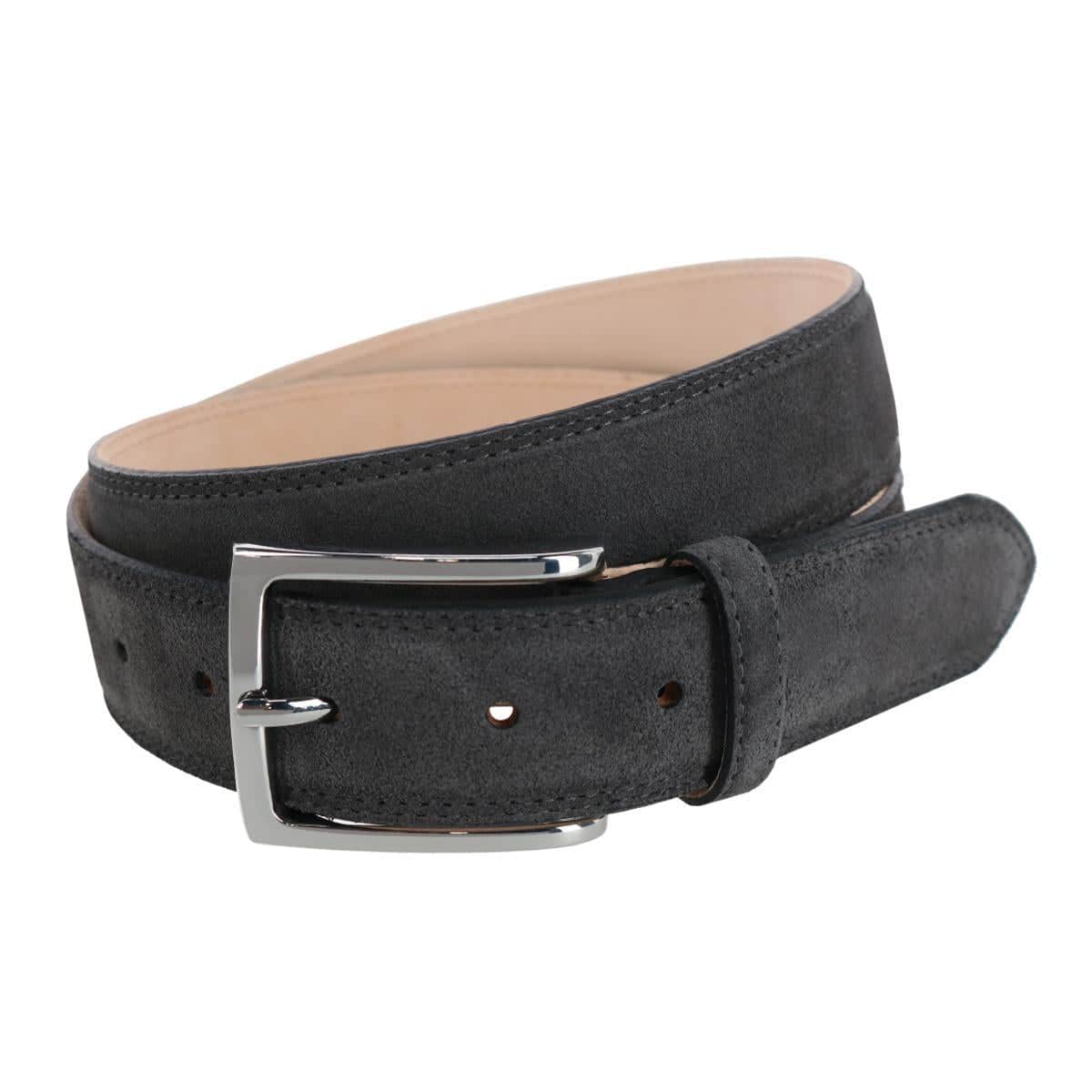 Armando Italian Suede 35mm Feathered Edge Belt - Light Grey
