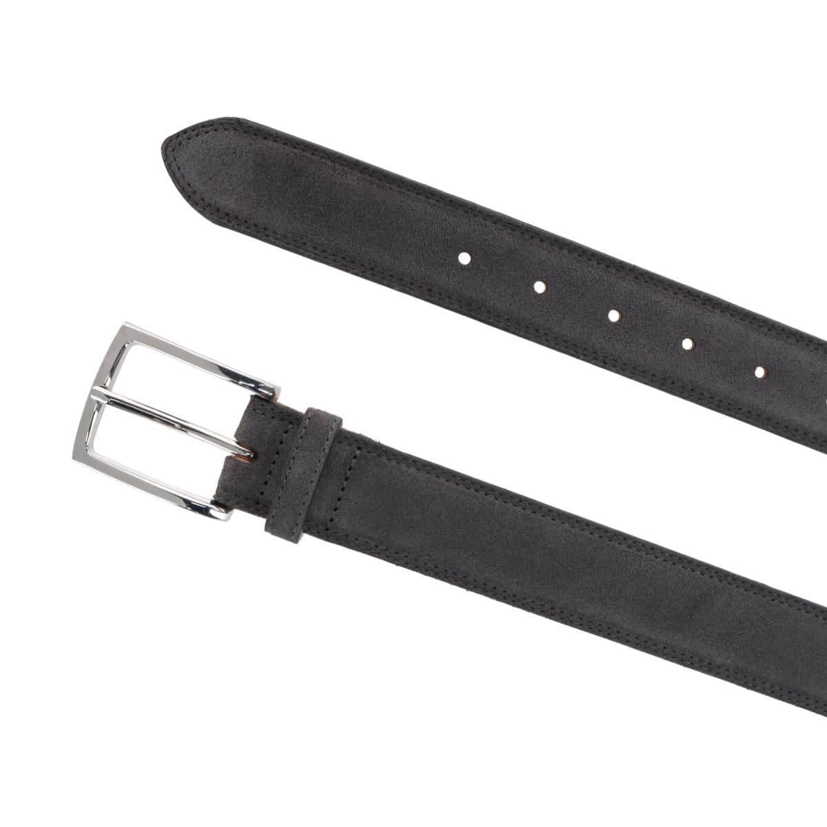 Armando Italian Suede 35mm Feathered Edge Belt - Light Grey