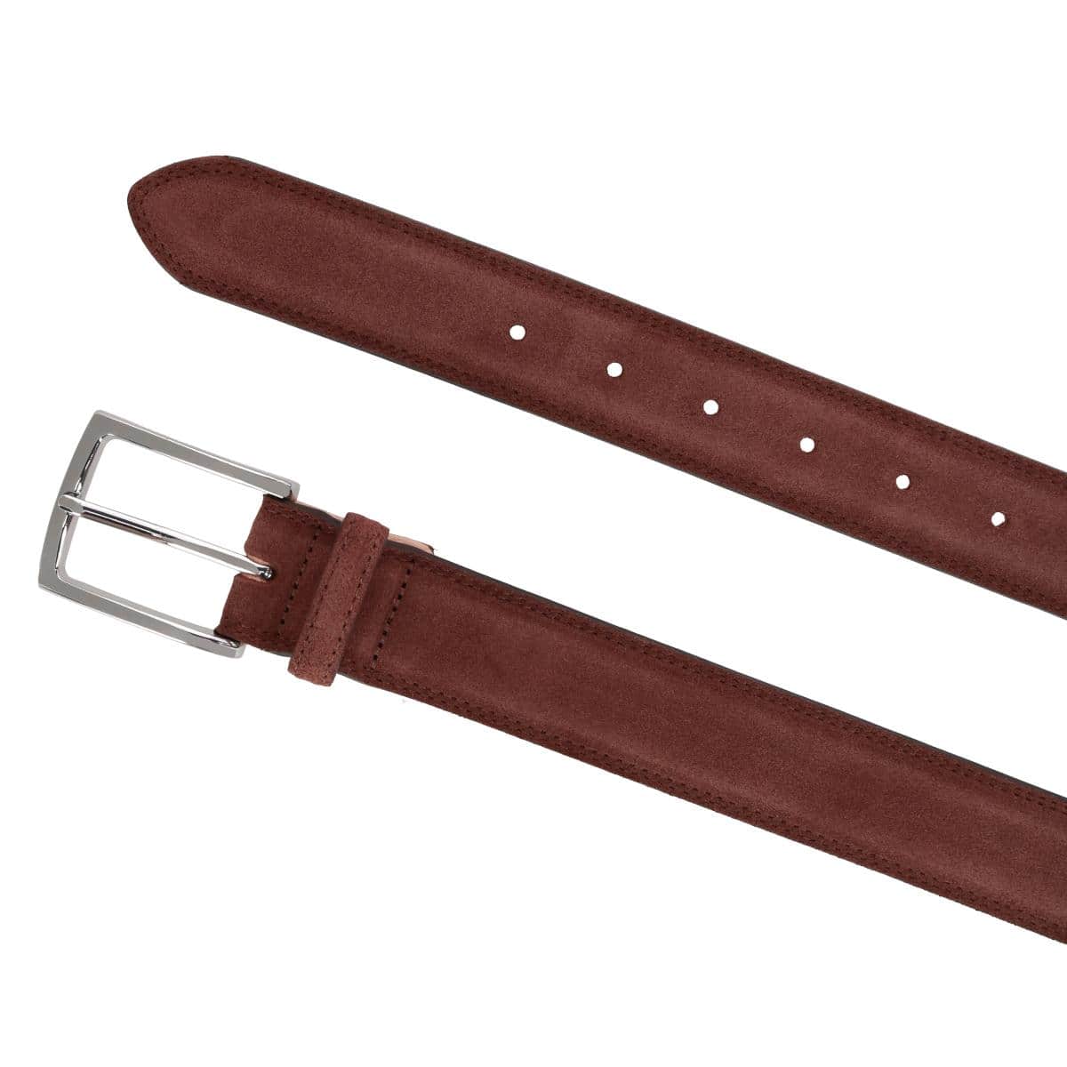 Armando Italian Suede 35mm Feathered Edge Belt - Chestnut