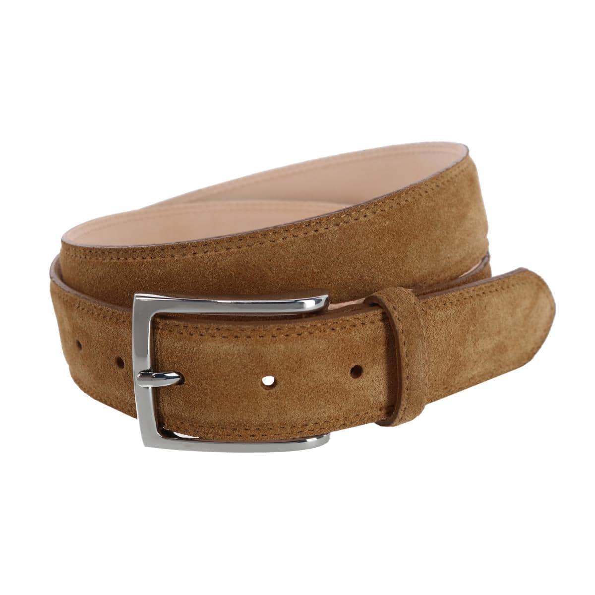 Armando Italian Suede 35mm Feathered Edge Belt - Tan