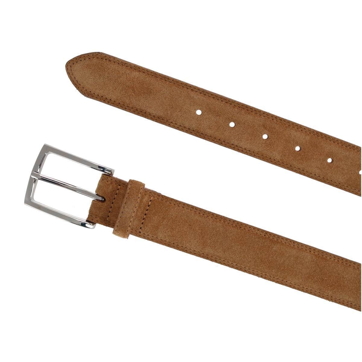 Armando Italian Suede 35mm Feathered Edge Belt - Tan