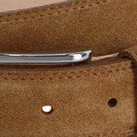 Armando Italian Suede 35mm Feathered Edge Belt - Tan