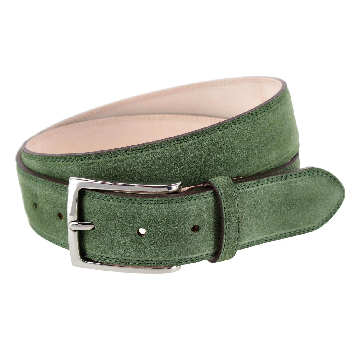 Armando Italian Suede 35mm Feathered Edge Belt - Sage