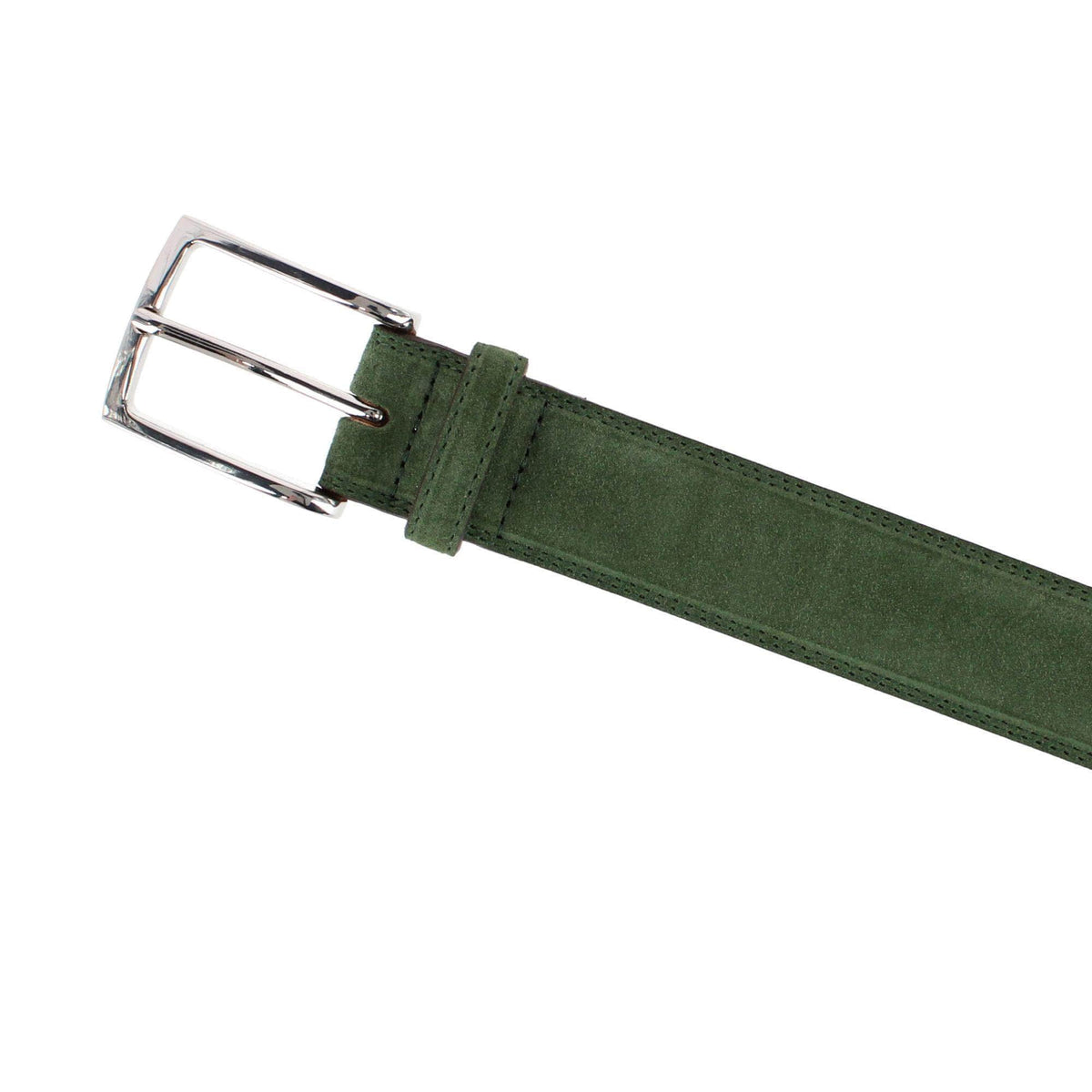 Armando Italian Suede 35mm Feathered Edge Belt - Sage