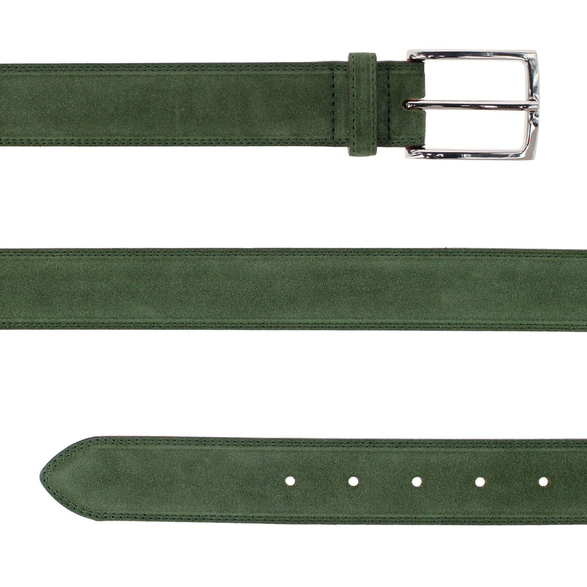 Armando Italian Suede 35mm Feathered Edge Belt - Sage