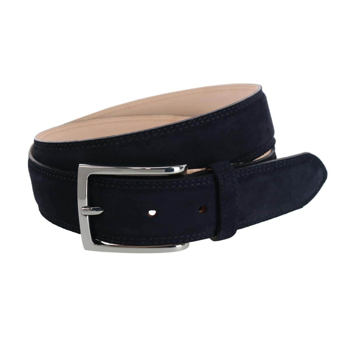 Armando Italian Suede 35mm Feathered Edge Belt - Navy Blue