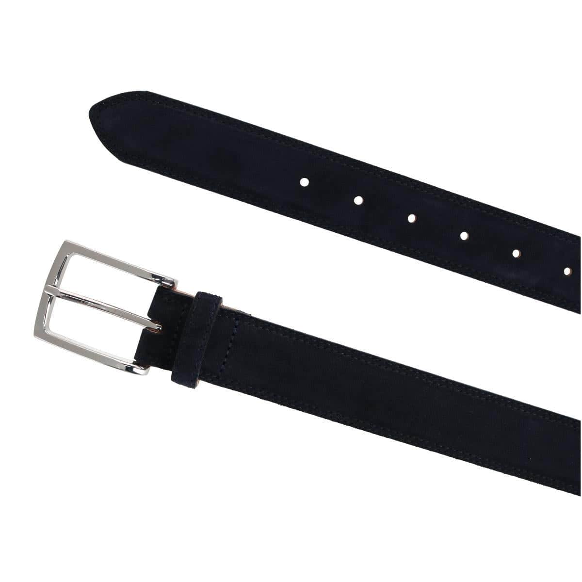 Armando Italian Suede 35mm Feathered Edge Belt - Navy Blue